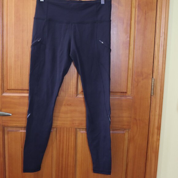 Lululemon Zipper Pockets Mech Stripe Leggings 10 6u3041 - Picture 1 of 11